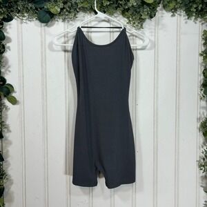 SHEIN Workout Bodysuit XS Shorts Gray Ribbed Racerback Athletic Yoga Casual